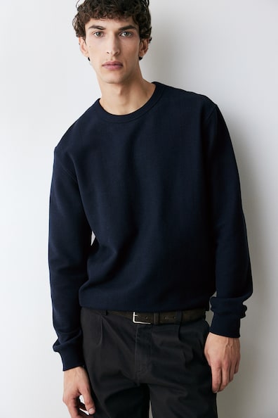 Regular Fit Herringbone-Patterned Sweatshirt